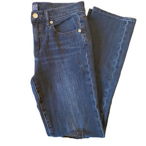 gap denim classic straight blue black distressed jeans size 4 / 27R